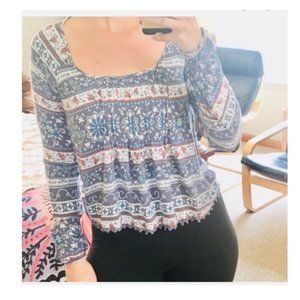 AEROPOSTALE PRINTED BOHO TOP SIZE SMALL